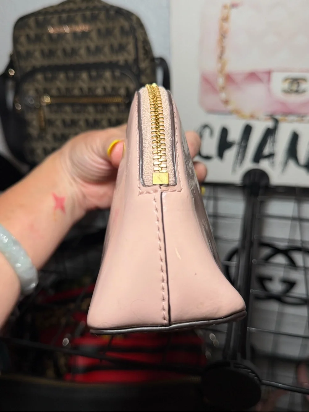 Michael Kors Blush Pink Patent Leather Cosmetic Pouch 💕✨